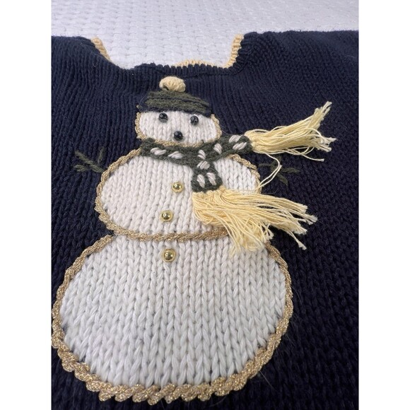 Vintage Snowman Cardigan Hand Embroidered Christopher & Banks Size L Christmas - Picture 15 of 16
